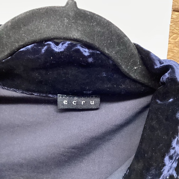 Ecru Women's Velvet Button-Down Shirt - Deep Blue - Picture 4 of 9